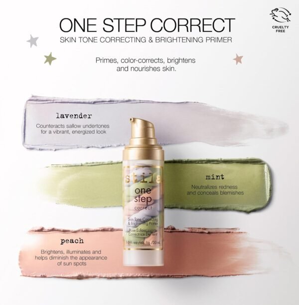 Stila One Step Correct Skin Tone Color Corrector – All in 1 Brightening Primer Serum & Make-up Primer for Even Skin - 30ml