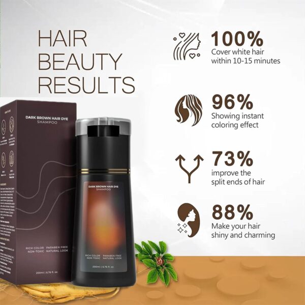 Polar Hair Dye Shampoo, Polar Hair Care, Polar Hair Dye Shampoo, Polar Haircare Instant Dye Shampoo, Natural Hair Color Shampoo for Gray Hair Coverage, Suitable for Women & Men (Dark brown)