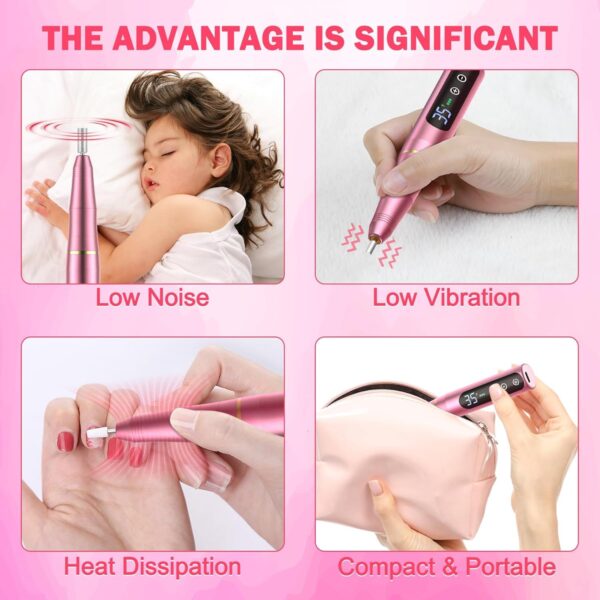 NAILGIRLS Rechargeable Cordless Nail Drill Machine, Portable Electric 35000RPM Professional File for Acrylic Gel Nails, Efile Manicure Pedicure Polishing, Pink