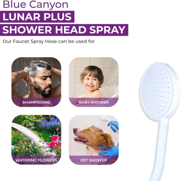 Blue Canyon Vector Double Tap Shower Spray| Bathroom Accessory| Premium Shower Attachment for Bath taps| Push-on-Fitting| Suitable for Round & Oval Taps| Shower Head for Bathroom| ~1.5 Meters| (White)