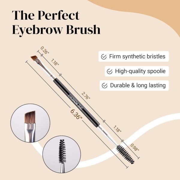 Keshima Duo Eyebrow Brush - Premium Quality Angled Eye Brow Brush and Spoolie