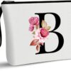 A-Z Personalized Makeup Bag,Birthday Gifts for Women Mom,Gifts for Best Friend,Bride Bridesmaid Cosmetic Bag(B)