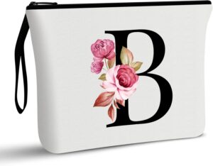 A-Z Personalized Makeup Bag,Birthday Gifts for Women Mom,Gifts for Best Friend,Bride Bridesmaid Cosmetic Bag(B)
