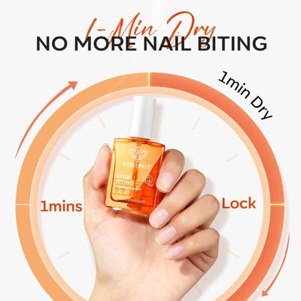 Modelones Nail Biting Treatment, No Bite Nail Polish, Thumb Sucking Deterrent, Promotes Fast Nail Growth, Stop Nail Biting, Easy Application, Quick-Drying Bitter Nail Polish 15 ML