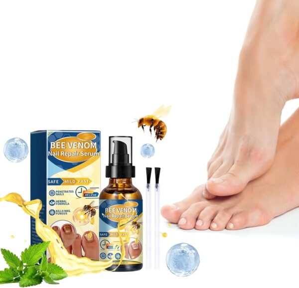 Nail Growth Bee Venom Treatment Serum, Nail Strengthener Cuticle, Foot Care Soothing Serum for Athletes Foot, Thick Toe Care 30ml