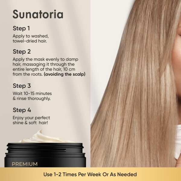SUNATORIA Keratin Hair Mask - Professional Deep Hair Conditioner - Dry, Split End, Damaged Hair Repair Treatment - Vitamin Complex with Omega 3, 9, Vitamin E Oil - Protein Hair Care