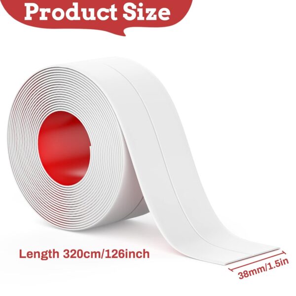 Fixmend Bath Sealant Strip Self Adhesive, 3 Rolls Caulk Strip, Bathroom Sealant Tape White Waterproof, Bath Seal for Toilet, Bathtub, Shower, Sink, Wall Corner, Kitchen with Sealing Tool