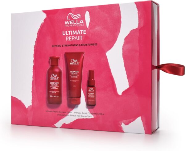 Wella Professionals Ultimate Repair Gift Set | Includes Shampoo, Conditioner and Miracle Hair Rescue Spray Serum | Ultimate Daily Routine for Damaged Hair