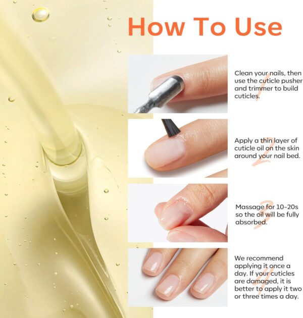 Modelones Cuticle Oil, Nail Strengthener with Jojoba Oil & Vitamin E, Nail Growth Oil that Repairs Cuticles & Promotes, Moisturizes Dry Skin, 15ml