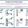Croydex Secura Shower Head and Hose for Taps, 1750mm Hose Length, Suitable for High and Low Pressure Systems, Tap Shower Attachment, Compatible with Most Round or Oval Basin Taps, White
