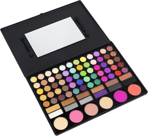 LaRoc 78 Shade Eyeshadow Palette - High Pigment Makeup Palette with Nude Eyeshadow, Powder Blush, Matte & Shimmer Shades - Gold to Black Eye Shadows, Applicators & Make Up Mirror
