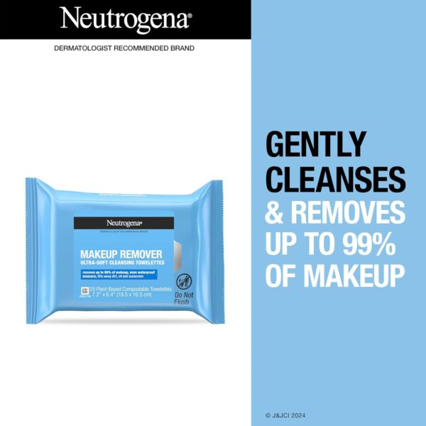 Neutrogena Makeup Remover Cleansing Towelette Singles, Daily Face Wipes To Remove Dirt, Oil, Makeup & Waterproof Mascara, Individually Wrapped, 20 Count