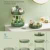 SONGMICS Makeup Organiser Rotating, 3-Tier Round Skincare Organiser, Customisable, Toiletries Cosmetics Organiser, Gift, Pale Green JKA011C01