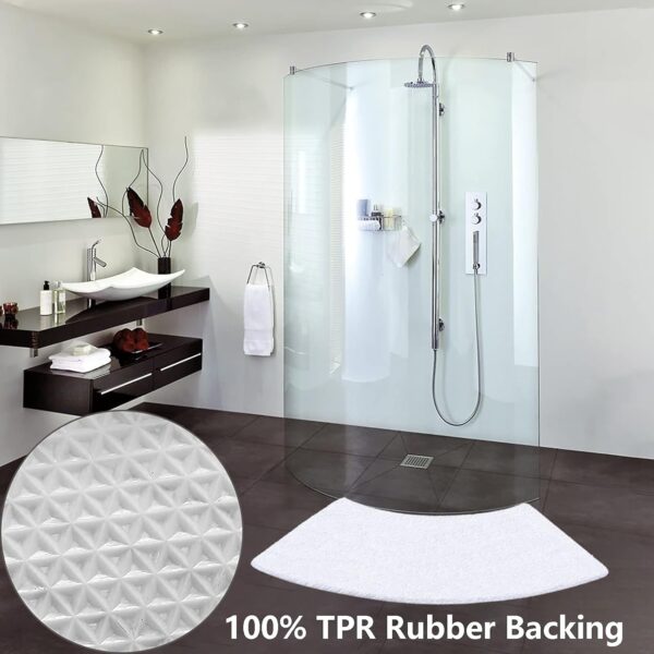 sigaer Bath Mats Non Slip Washable, Curved Bath Mat for Bathroom and Shower, Strong Water Absorbent Bathroom Rug, Ultra Soft Microfiber Bathroom Carpet, Machine Washable, 43.3 × 17.7 × 0.98in,White