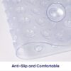 MOONLIGHT20015 Shower Bath Mat Non Slip Anti Mould & Mildew with Strong Suction Cups Grip and Drain Holes Soft Rubber Shower Mats - PVC Bathroom Mat Machine Washable (70x38cm, Clear)