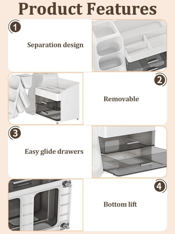 InlyXairce Make up Organiser,Skincare Cosmetic Storage Box Large Capacity,Dressing Organizer with 2 Drawers for Makeup Brush Beauty Perfume for Bedroom Bathroom Countertop Organizers