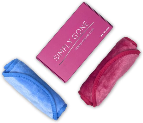 Simply Gone Make Up Remover Cloths | Reusable Makeup Removing Face Cloth ideal for Sensitive Skin | Makeup Remover Flannel 2 Set (Blue & Pink)