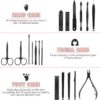 Manicure Set, 19 Pieces Professional Stainless Steel Nail Clippers with Black Leather Storage Case, Portable Care Kit for Travel or Home, Gifts