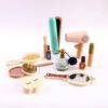 Pretend Makeup Sets Montessori Wooden Toy Kit Pretend Makeup Play Dress Up Kit for Toddler Children & Little Girls Fake Makeup Cosmetic with Hair Dryer, Mirror, Perfume Gifts Ages 3 +