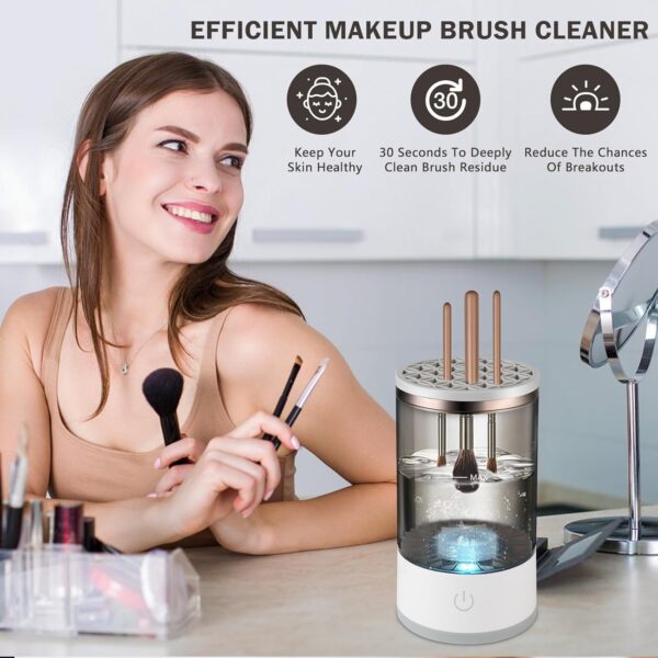 Electric Makeup Brush Cleaner Machine,USB Automatic Makeup Brush Cleaner,Quick Wash in Seconds Cosmetic Brushes Cleaning Tools,Hand Free Make up Brush Cleaner Set for Cleaning and Drying