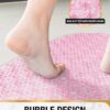 HITSLAM Oval Bath Mat Non Slip Anti Mould, 68 x 38 CM Anti Slip Shower Mat for Bathroom, Machine Washable Bubble Bathtub mat with Suction Cups and Drain Holes, Soft on Feet, Pink