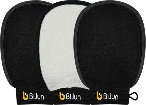 BiJun Exfoliating Glove, Moroccan Kessa Scrub Exfoliating Gloves, Deep Exfoliating Mitt Body Scrub Premium Scrub, at Home Shower or Bath Exfoliating Gloves for Dead Skin Remover