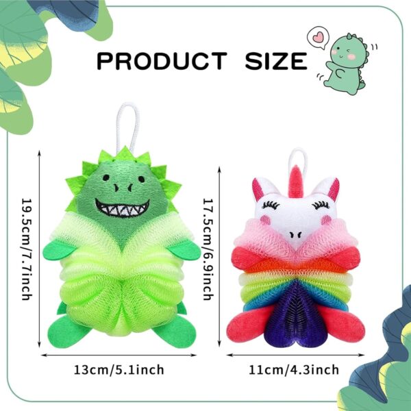 JYTDBCS 2Pcs Bath Loofahs for Kids, Cartoon Shower Puff Body Scrubber Shower Washing Exfoliating Soft Body Puff Sponge，Kids Shower Puff for Children Shower Kids sponges，Washing Puffs for Bath