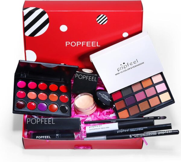 RoseFlower Makeup Kit for Women, All in One Makeup Gift Set for Women and Teen Girl, Full Makeup Kit with Lipgloss Eyeshadow Palette Concealer Stick Mascara Eyeliner Pencil Eye Shadow Brush