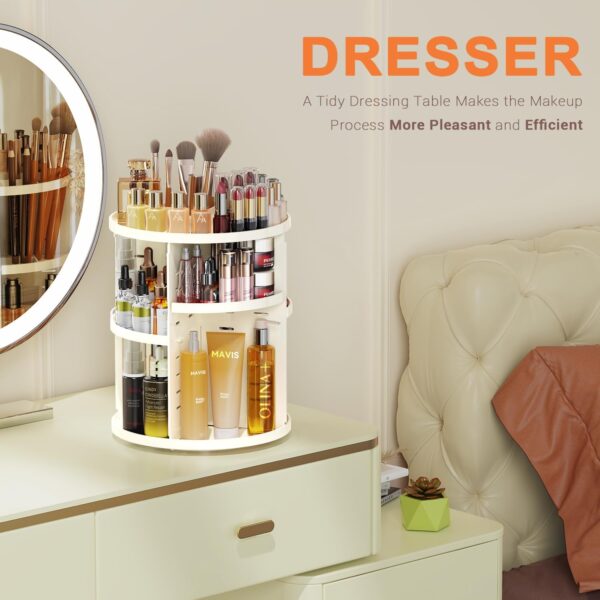 Auxmir Makeup Organiser, 9 Layer Large Capacity Beauty Cosmetic Storage for Perfume Jewellery, Revolving 360° Rotatable Makeup Holder Stand for Dressing Room, Bathroom, Bedroom, White