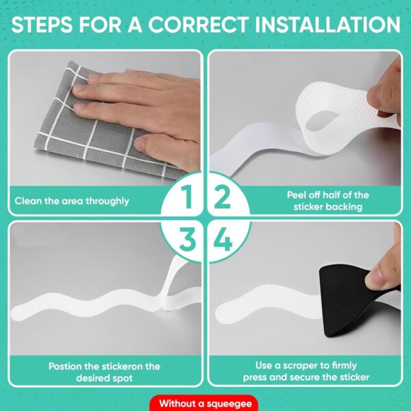 plastific 12pcs Non-slip Strip Stickers, Anti Slip Grip Stickers Adhesive Shower Strip Stickers Non Slip Strips Pad Treads Bathtub Flooring Safety Tape Mat for Bath Shower (White)