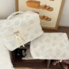 CHAMAIR 3Pcs Coquette Makeup Bag - Quilted Cosmetic Bag Large Make Up Bag Set Aesthetic Floral Toiletry Bag Cotton Travel Skincare Bag for Women Ladies Girls (Style B8)