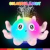 Jiosdo Baby Bath Toys, Octopus Spray Water Light Up Bath Toys, Automatic Induction Water Toys, Bath time shower Bathtub toys Gifts for Toddlers Girls Boys（Pink）