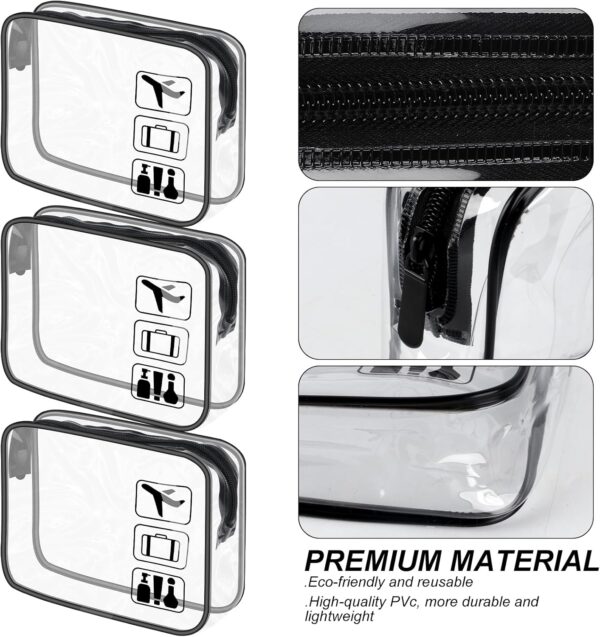 3 Pcs Clear Travel Toiletry Bags, Cosmetic Bags, Clear Travel Toiletries Bag for Women, Portable Travel Wash Bags, TSA Approved Waterproof Make up Bag, PVC Makeup Bags for Travelling Holiday Home