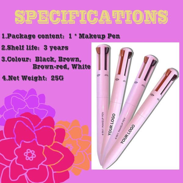 4 In 1 Makeup Pen Multifunctional Makeup Pen，Waterproof，Highlighter，4 Color Multifunction Makeup Beauty Pen,Makeup Pen for Woman Design