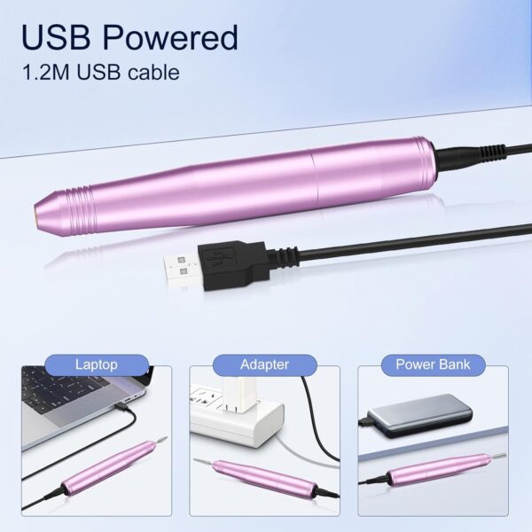 Electric Nail Files, Professional Nail Drill Machine, 20000RPM Adjustable Speed Manicure Pedicure Set with 6 Drill Bits, Low Vibration Low Noise Electric Nail Drill for Gel/Acrylic Nails for Beginner
