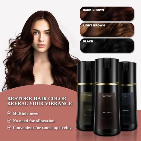 Natural Hair Dye Shampoo, Dye Shampoo 3-in-1, Ammonia & Paraben Free, for Men & Women (Black)