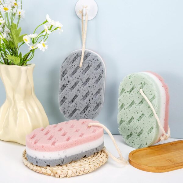 Opopark 6 Packs of Shower Sponges, Exfoliating Shower Sponges,Adult Shower Foam Sponge Rubbing Bath Sponge,Soft Shower Scrub,Male and Female Body Cleaning Products