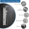 KINKIBOS Shower Tower Panel, Rainfall Shower, 2-Mode Body Massage Jets, 5-Setting Handset and Bathtub Spout, Height Adjustable Arm, Stainless Steel, Brushed
