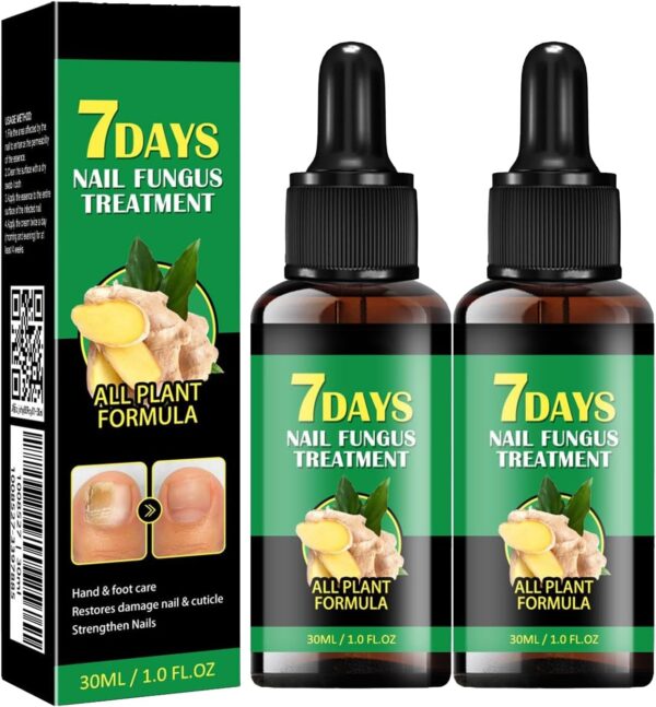Nail Fungus Treatment, Ginger Nail Fungus Treatment,Toenail Cuticle Care Oil Care, Multi-Purpose Nail Repair for Your nails a Natural Shine (2 Pcs)