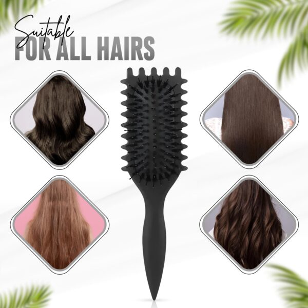 New 2025 Curly Hair Brush, Curl Defining Brush,Curly Hair Brush, Flexible Detangling and Styling Brush, Reduces Frizz and Pulling, Perfect for Wet & Dry Hair Care (BLACK)
