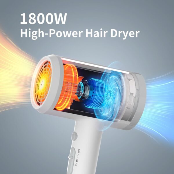 71KoQZZTmoL._AC_SL1500_.jpg Ionic Hair Dryer with Diffuser, Powerful 1800W Blow Dryer for Women & Men, Fast-Drying Hair Dryer with Nozzle for Home, Salon, Travel