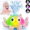 Jovicos Light Up Bath Toys, Octopus Sensory Baby Bath Toys, Automatic Induction Spray Water Toys, Bath time shower toys Gifts for Baby Girls Boys （PINK）