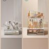SONGMICS 4-Layer Makeup Organiser, Skincare Organiser, 4 Dividers, Anti-Slip Design, Bathroom Counter Organser, Versatile for Vanity Bedroom Kitchen, 20 x 32 x 39.1 cm, Transparent JKA021W02