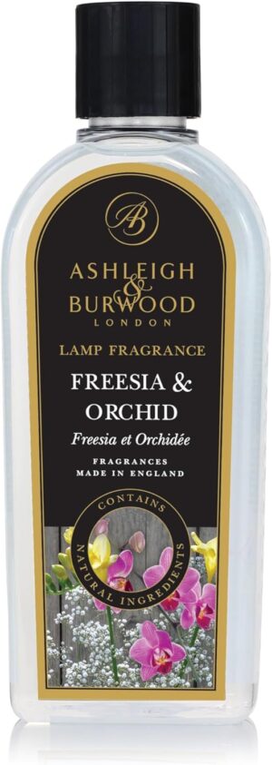 Ashleigh & Burwood - Freesia & Orchid Lamp Fragrance - 500 mL - UK-Made, Purifies and Perfumes Air - Floral Scent with Orange and Grapefruit - Natural Ingredients - Burning Time 20 Hours