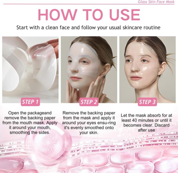 6pcs Glass Skin Face Mask With Collagen, Deep Hydration Collagen Face Mask, Anti Wrinkle Skincare, Korean Glass Skin, Overnight Hydrating For Face Care
