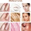 Liquid Highlighter Natural Glow For Face & Body, Waterproof Moisturizing Highlighter Makeup For Long Lasting Shimmer, Contour Liquid Luminizer Easy to Use with Cushion Applicator (#3 Rose gold)
