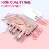 ZIZZON Manicure Set 18 in 1 Professional Pedicure Set Nail scissors Grooming Kit with Leather Travel Case Pink