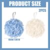Larfraecy 2Pcs Shower Puffs, Large Mesh Exfoliating Bath Sponge Soft Body Puff Scrunchie for Scrubbing Loofah Sponge Body Scrubber for Women, Men Skin Exfoliating (White+Blue)