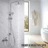 71LOoXa85KL._AC_SL1500_.jpg Shower Riser Rail Kit, Uvish Stainless Steel 9” Rain Shower Head with 180cm Hose, Handheld Shower Head, Holder & Brass Shower Diverter, Shower Set with 4 Spray Modes, Chrome