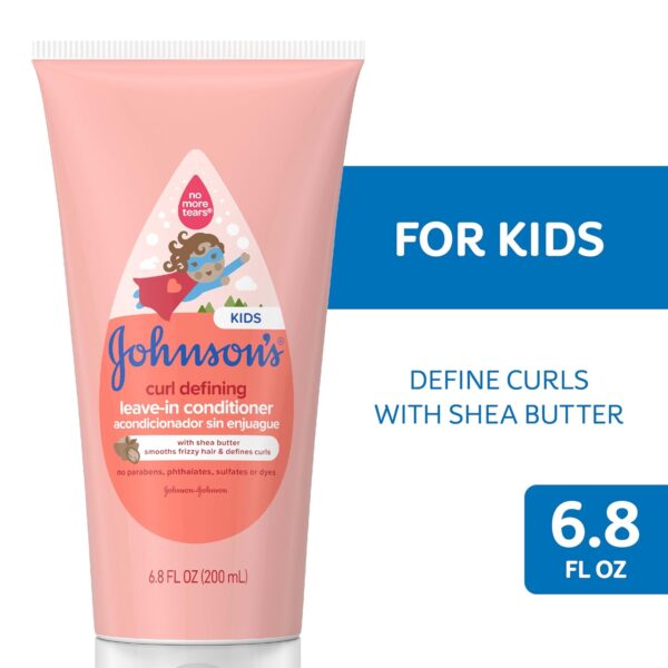 71Lgd5CqdEL._SL1500_.jpg Johnson's Kids Curl Defining Leave-In Conditioner + Shea Butter, Tear-Free, Paraben-, Sulfate- & Dye-Free, Hypoallergenic & Gentle for Toddlers' Haircare, Bath Essentials, 6.8 fl. oz